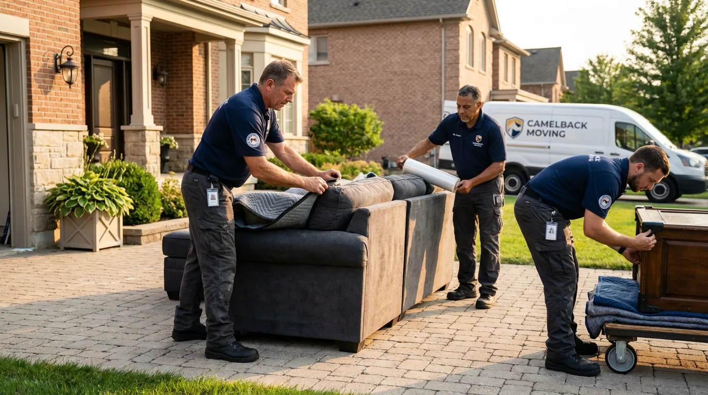 Large estate moving crew wrapping furniture in Duncanville, TX