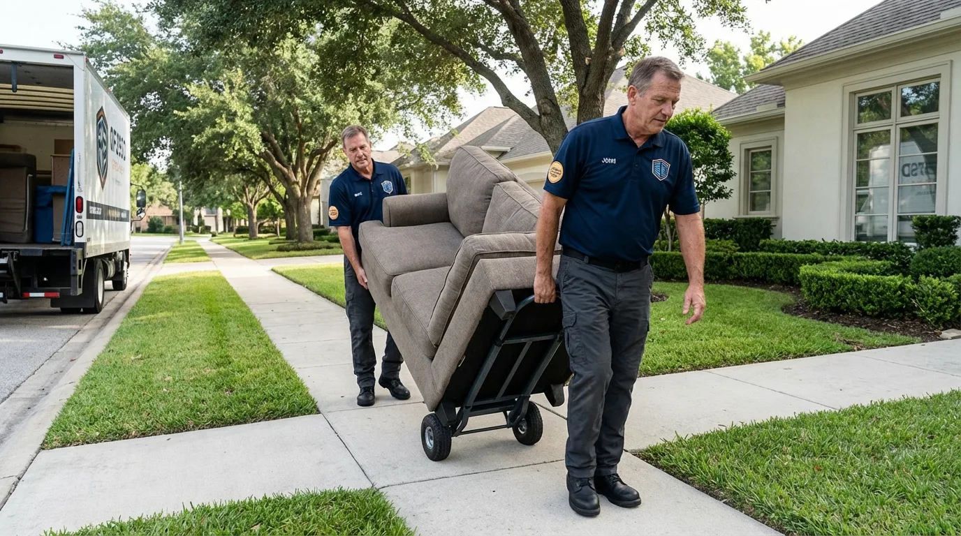Local residential moving crew loading furniture in Duncanville, TX